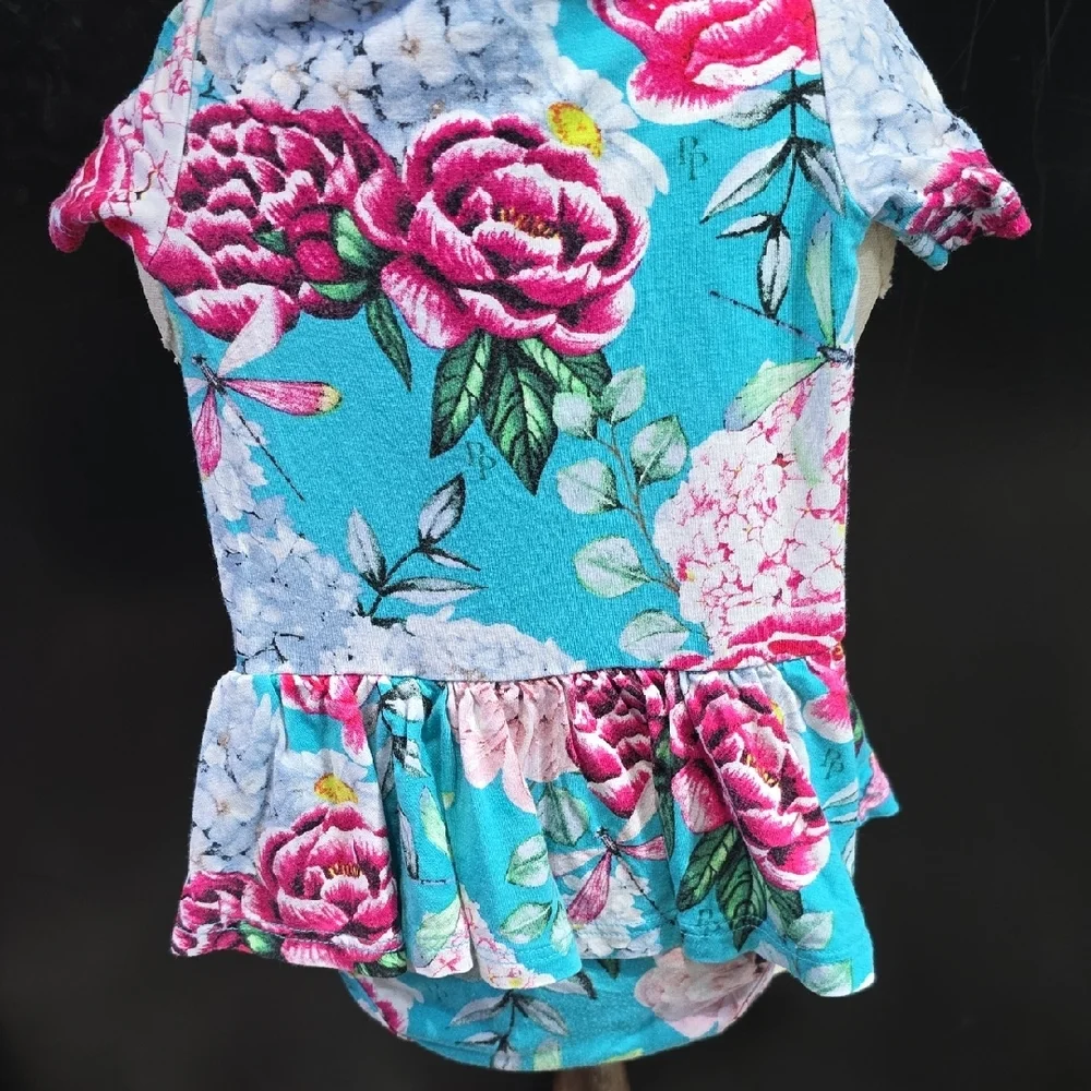 POSH PEANUT Floral Baby Romper with Ruffle Hem. Gently Worn . 0-3 Months - Picture 6 of 7